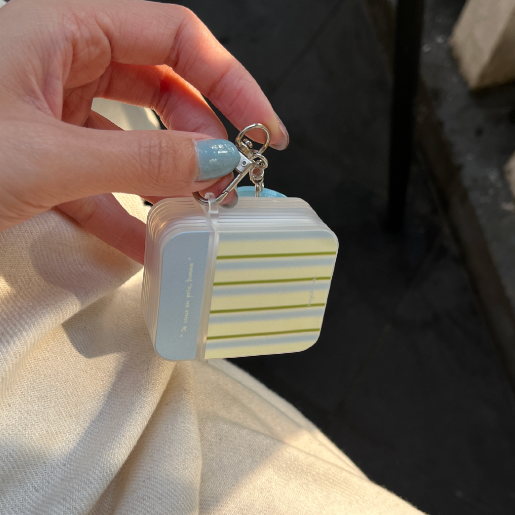 blue × green stripe Airpods case