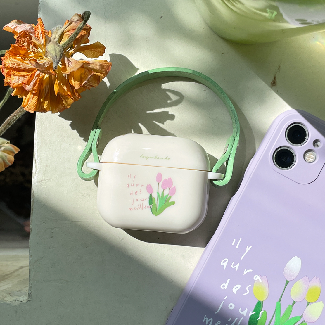 purple tulip Airpods case