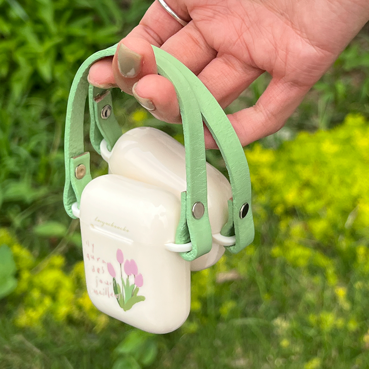purple tulip Airpods case