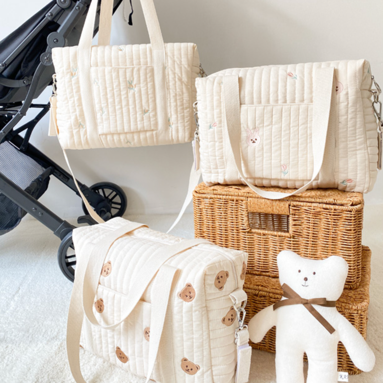 【大人気】3design quilting cotton bag