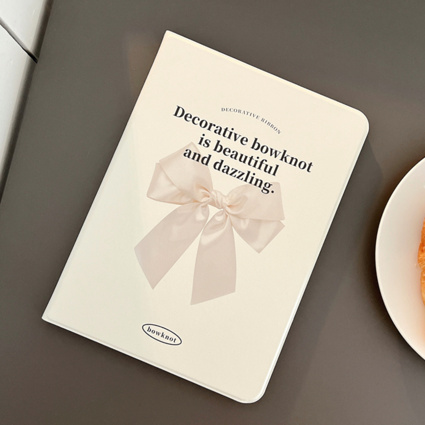 white ribbon iPad case