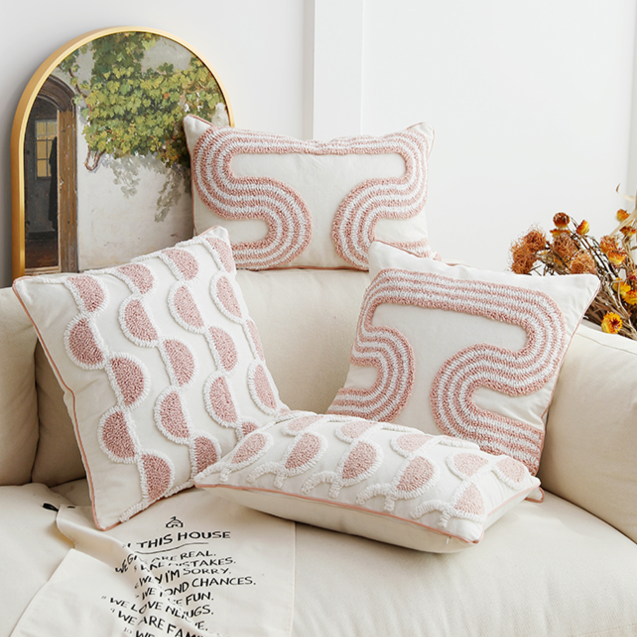 lovely pink boa cushion