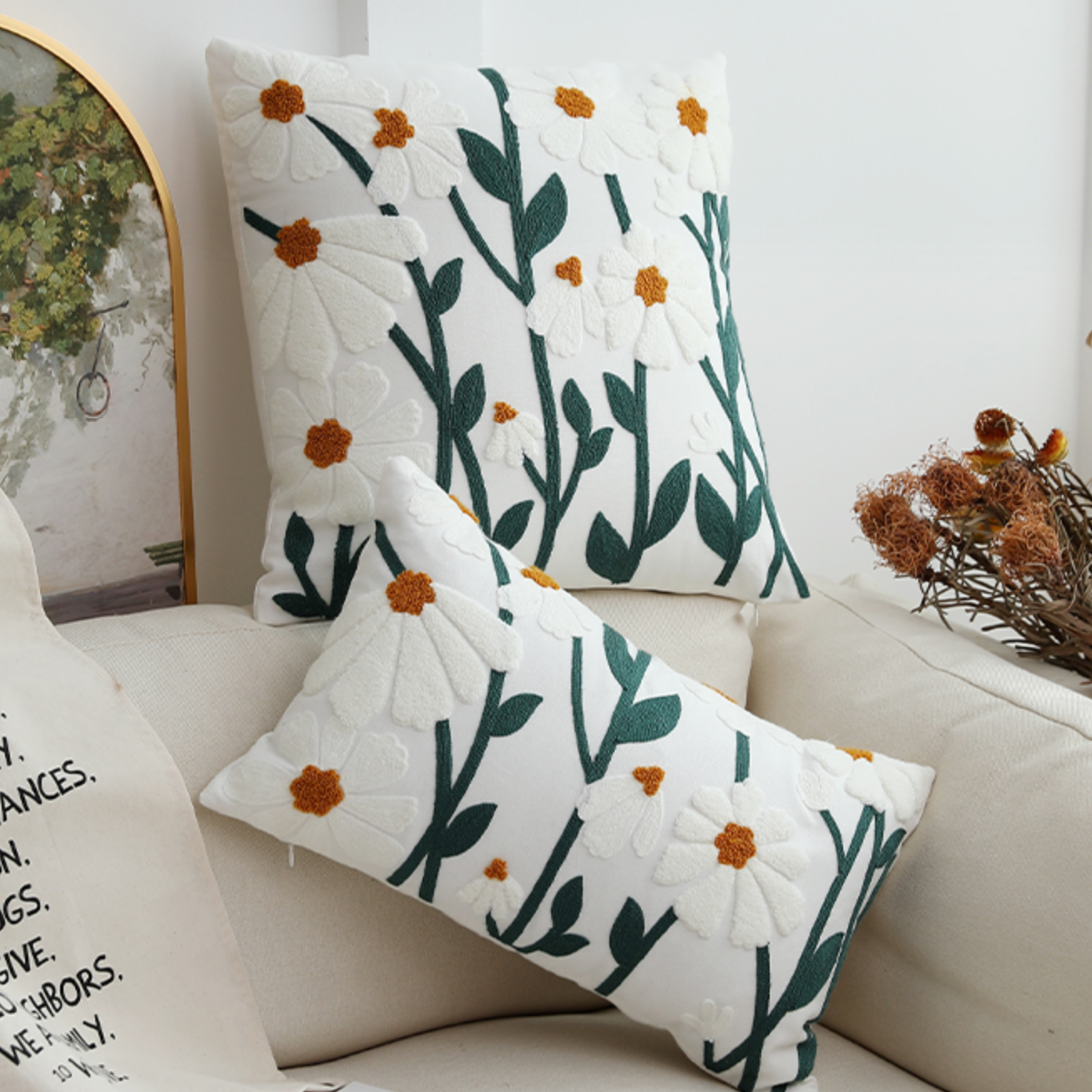 flower garden boa cushion