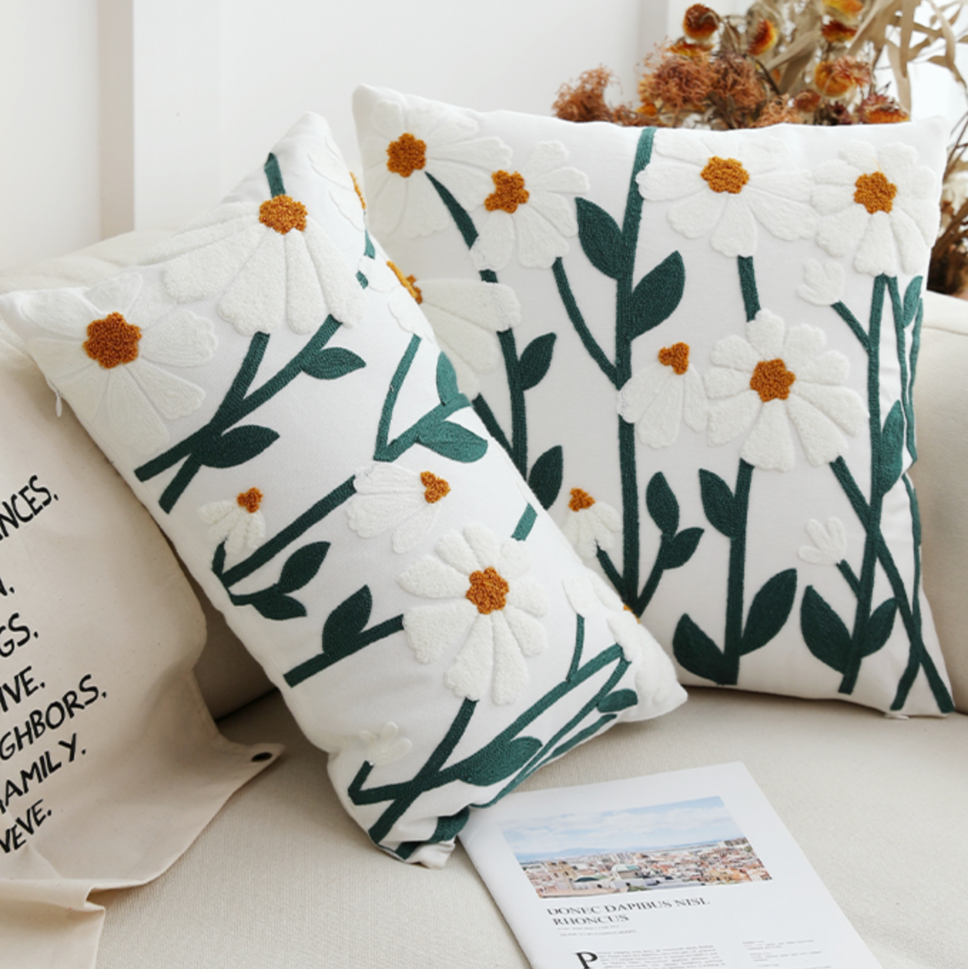 flower garden boa cushion