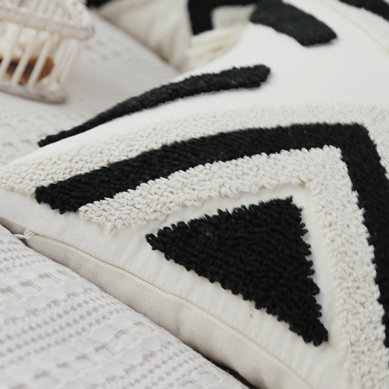 monotone nordic boa cushion