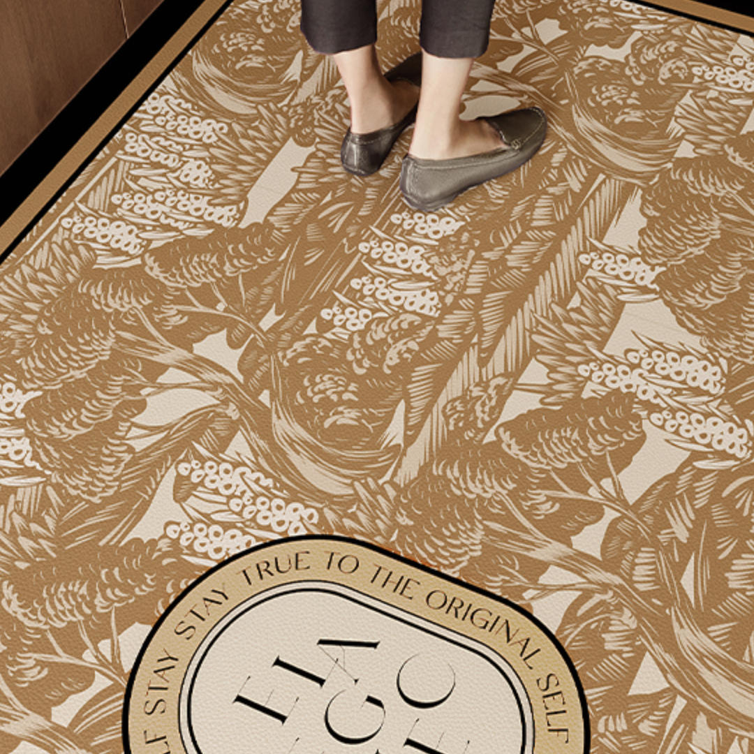 brown elegance logo kitchen mat