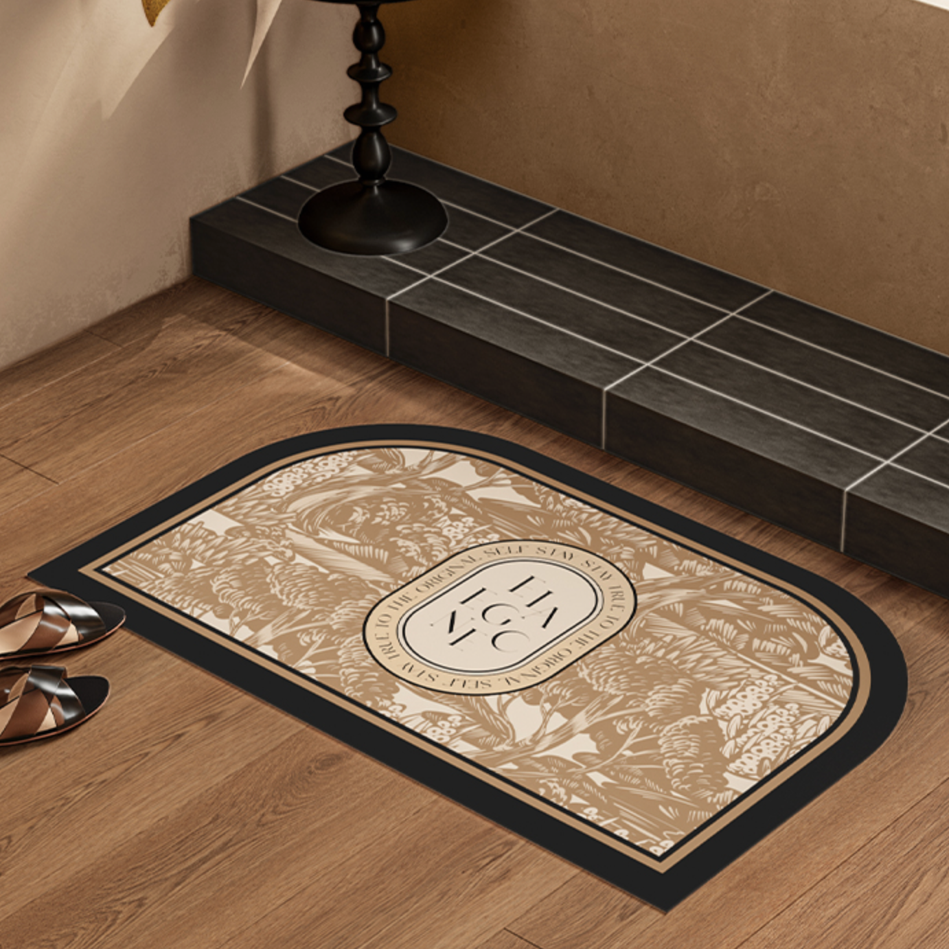brown elegance logo door mat