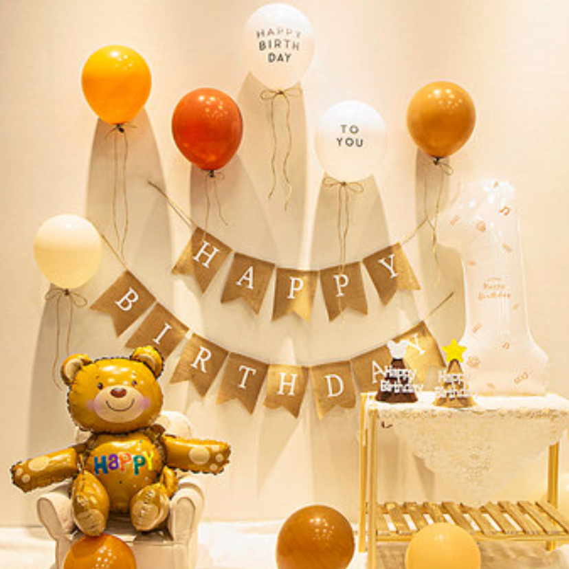 【即納】brown bear 1st birthday balloon set