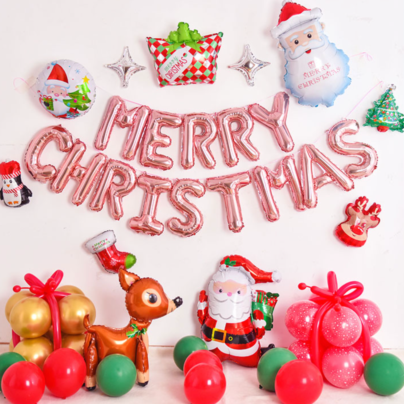 【即納】xmas pink balloon set