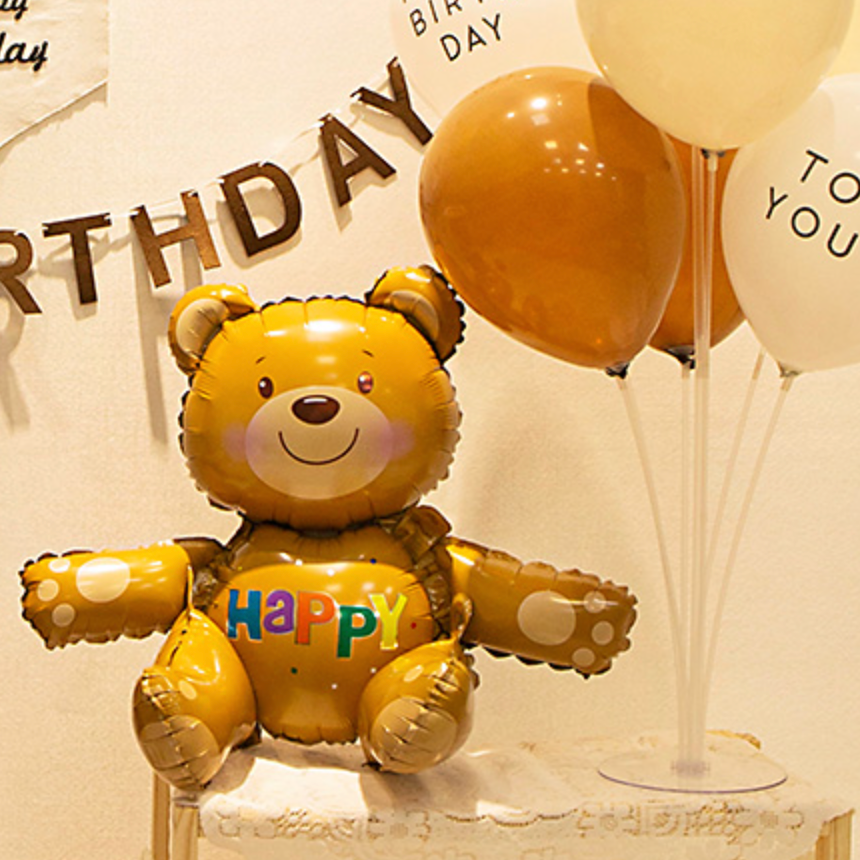 【即納】brown 3D bear sitting balloon
