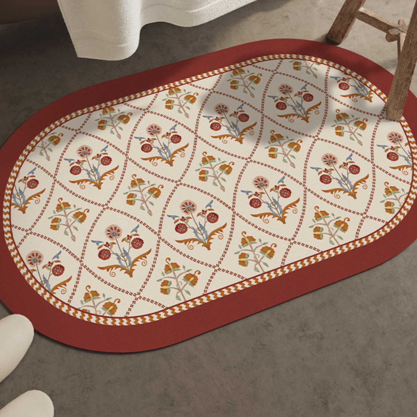 american red flower bath mat