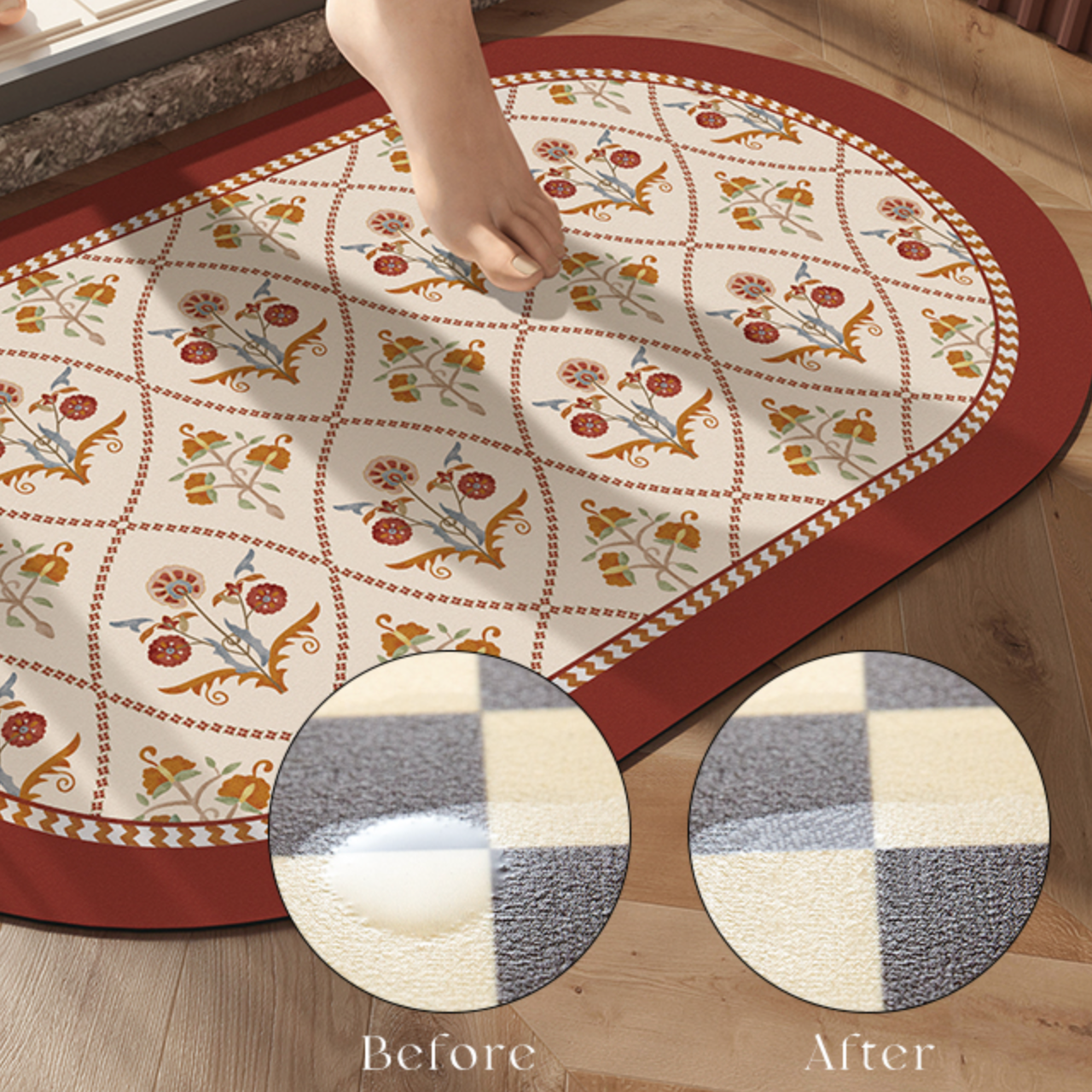 american red flower bath mat