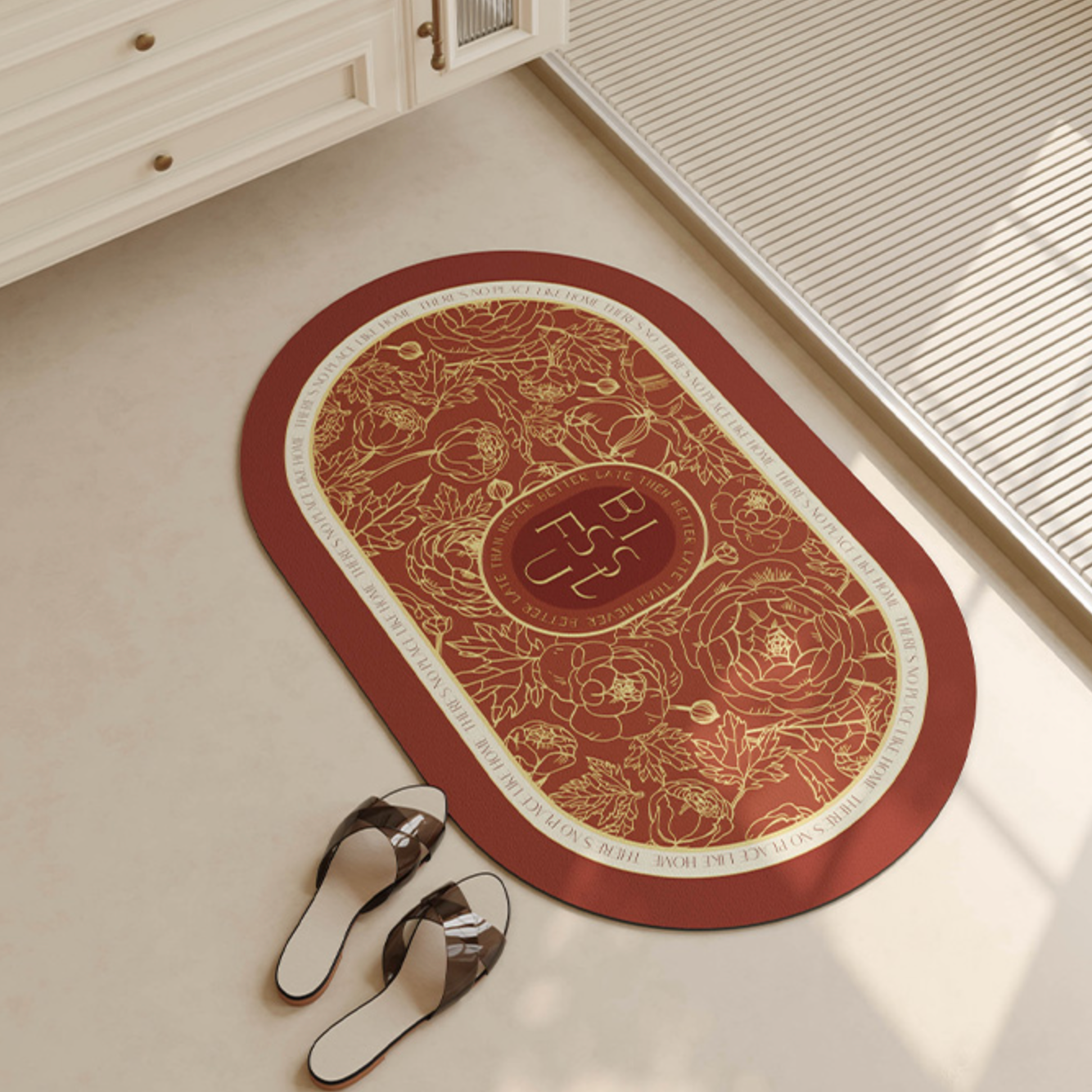 red rose bath mat