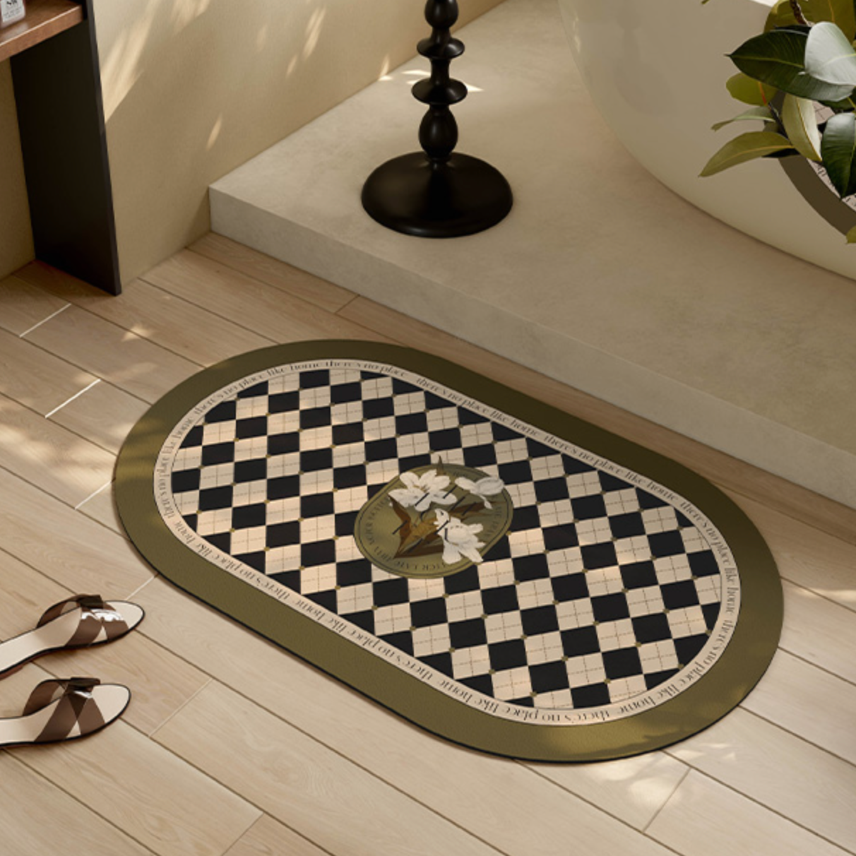 lily checker bath mat