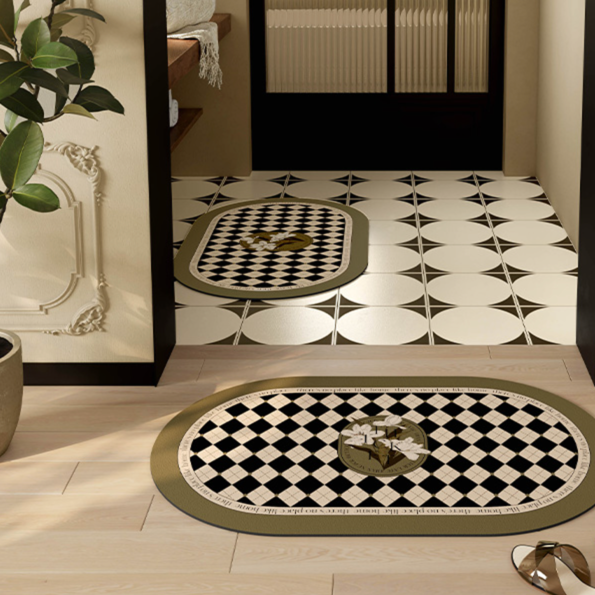 lily checker bath mat