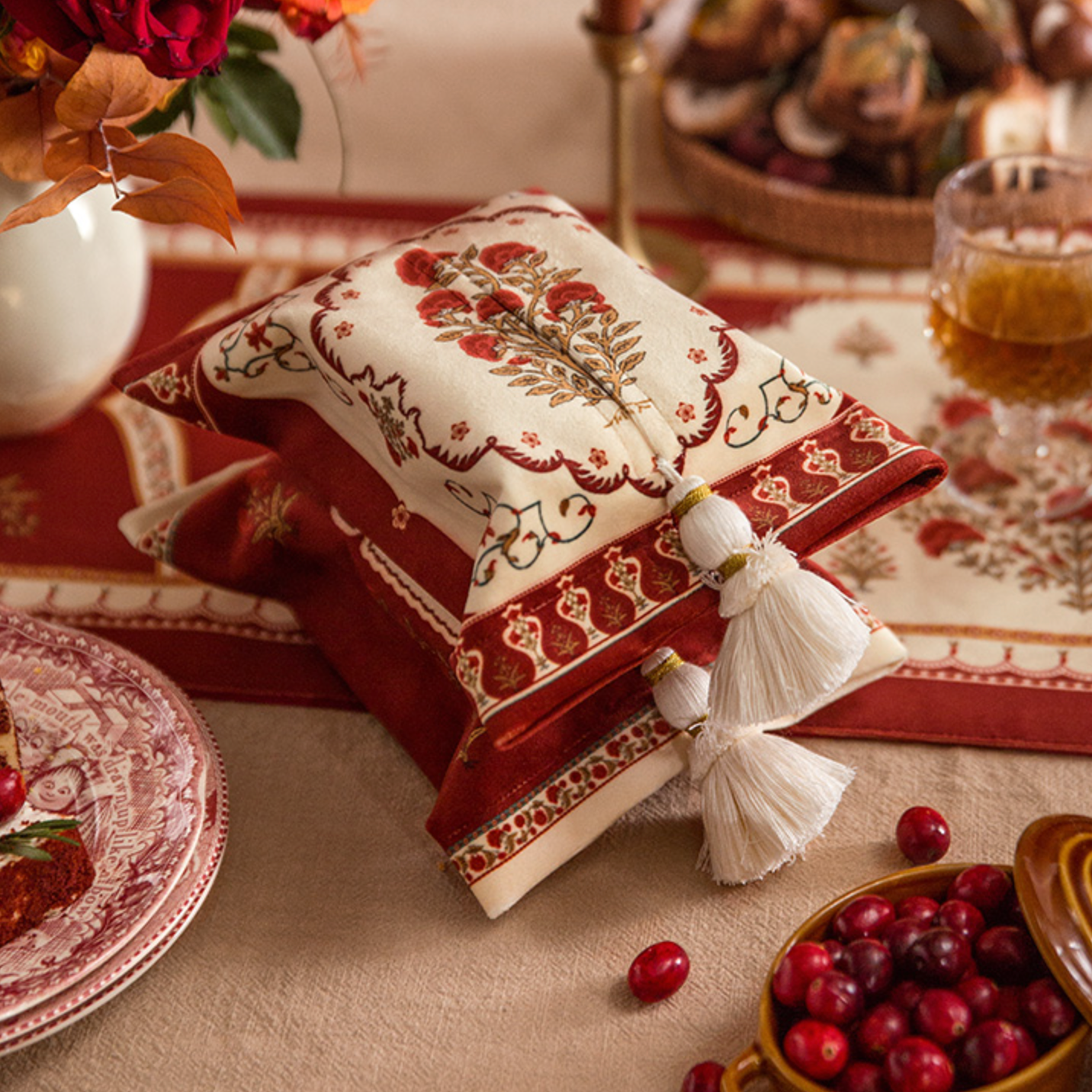 2design polka retro flower tissue case