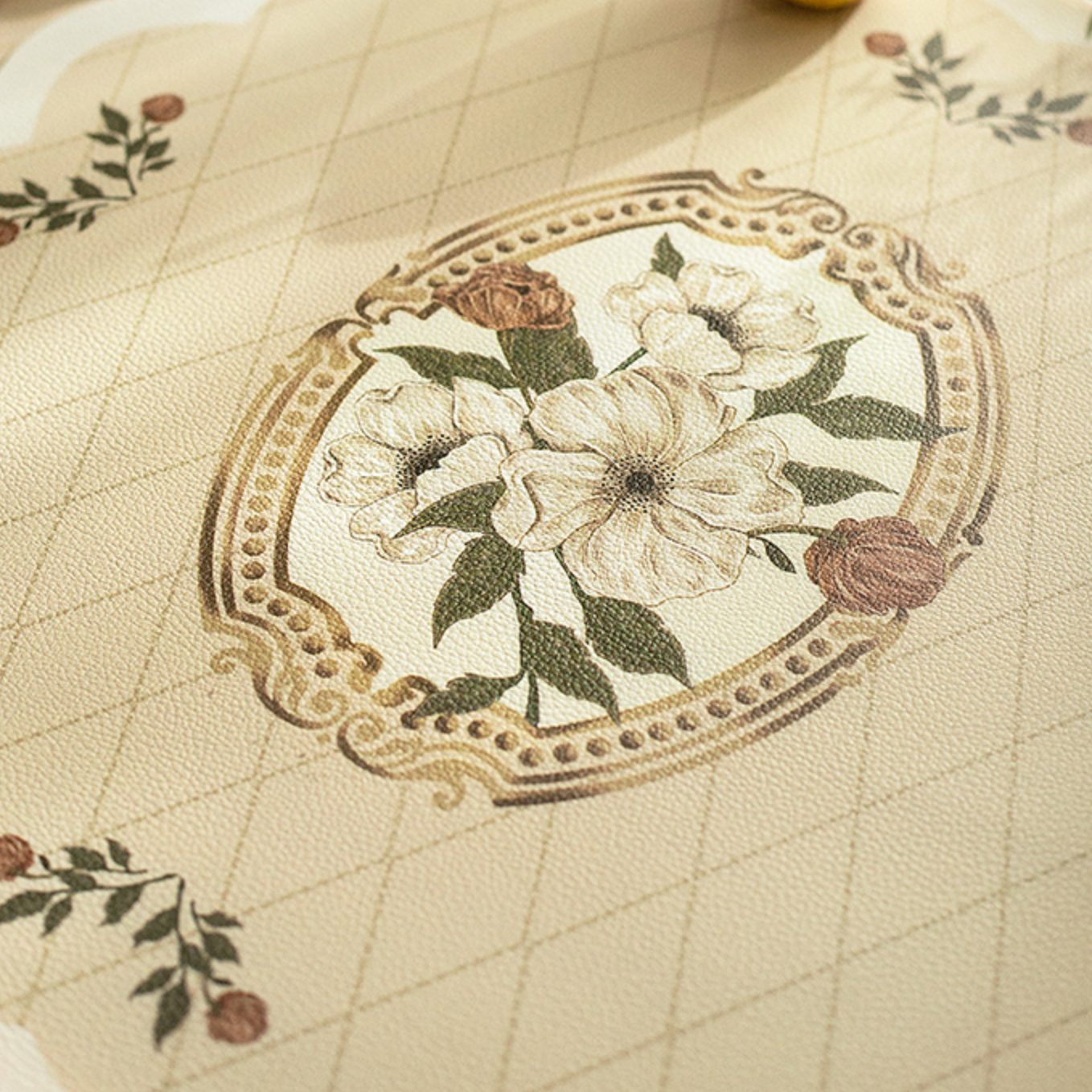 round retro vintage flower place mat