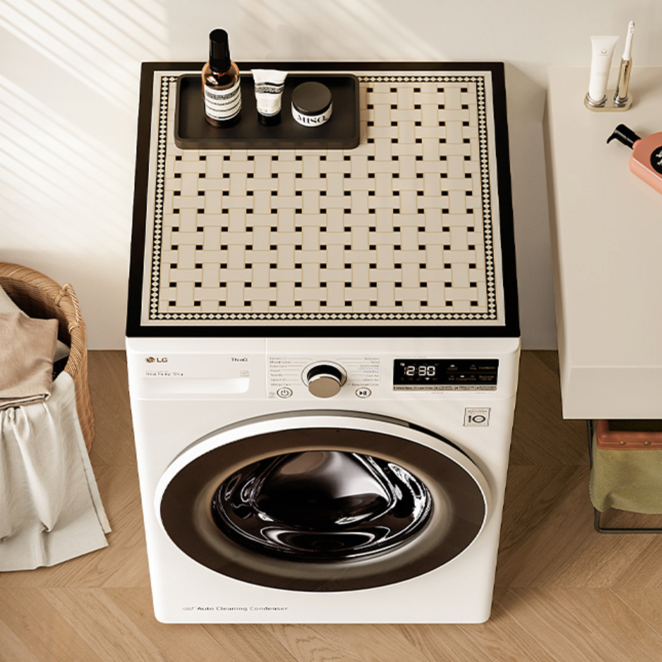 brown retro tile laundry mat
