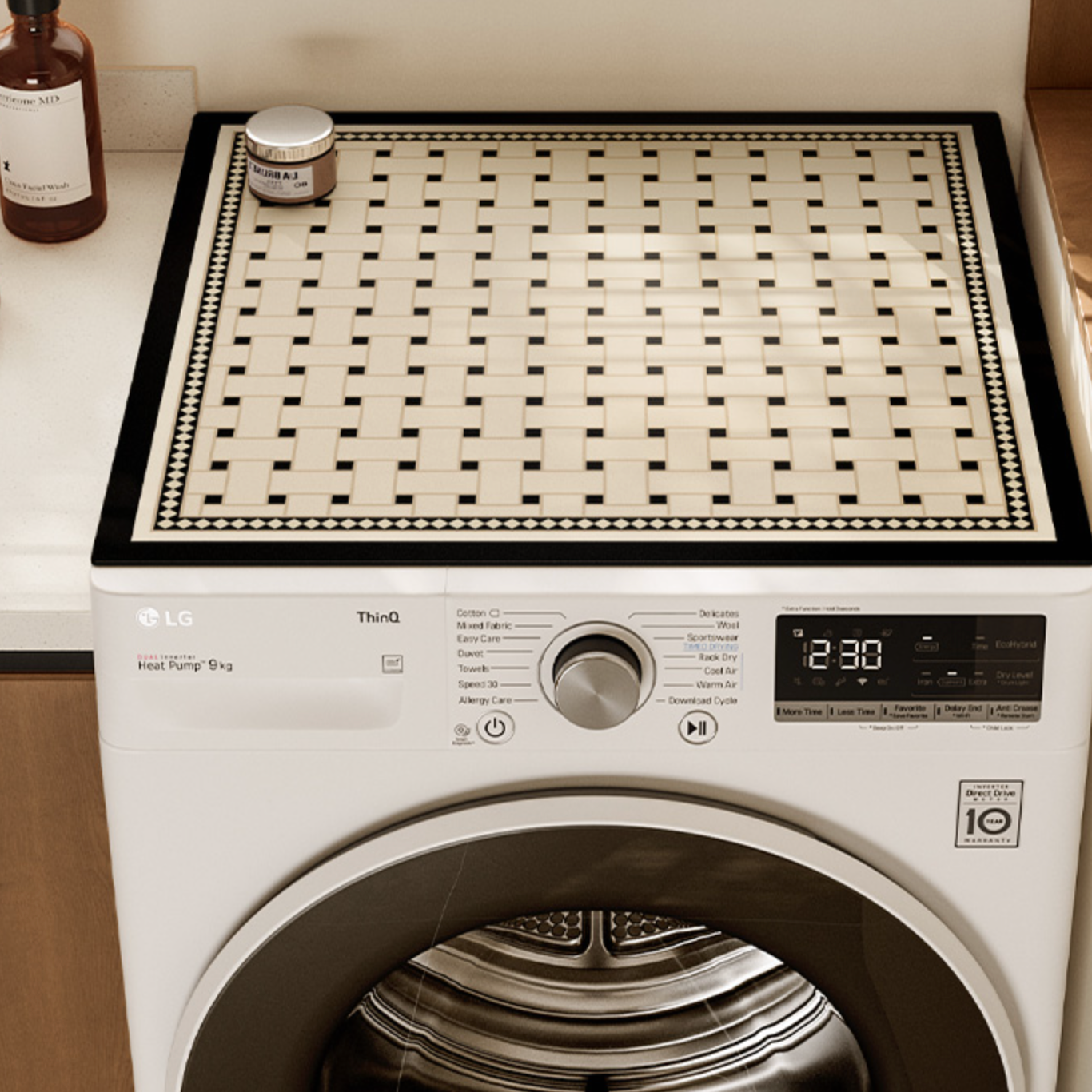 brown retro tile laundry mat