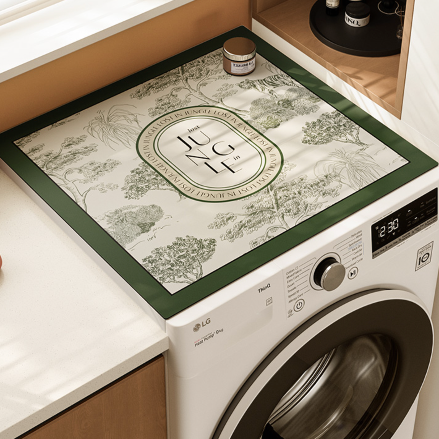 green retro forest laundry mat