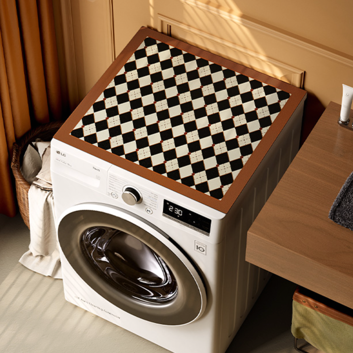 argyle brown check laundry mat