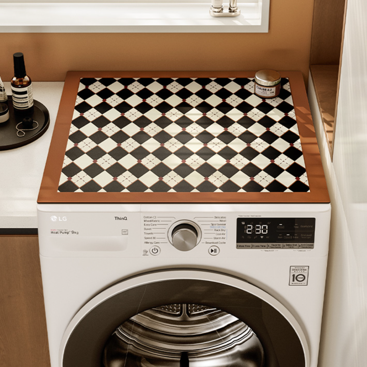 argyle brown check laundry mat