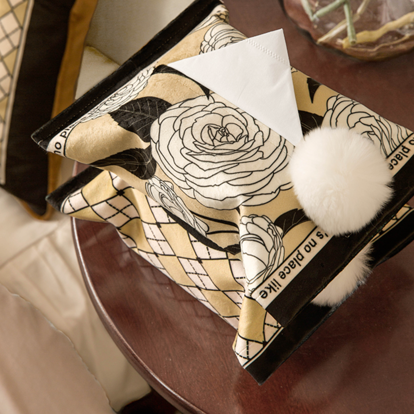 cream yellow flower tissue case