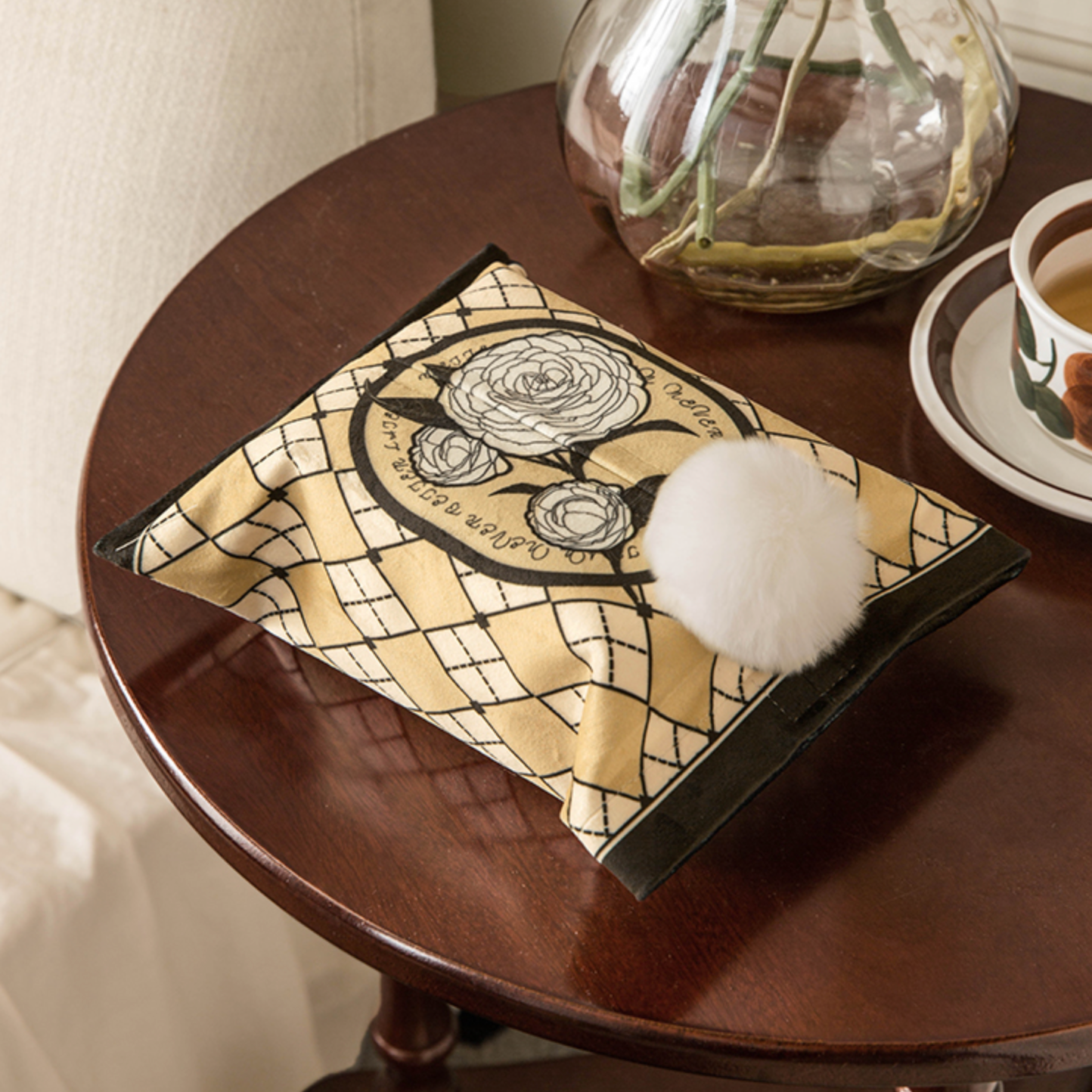 cream yellow flower tissue case