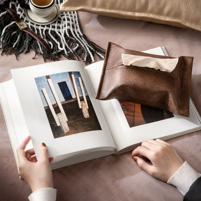 6color natural leather tissue case