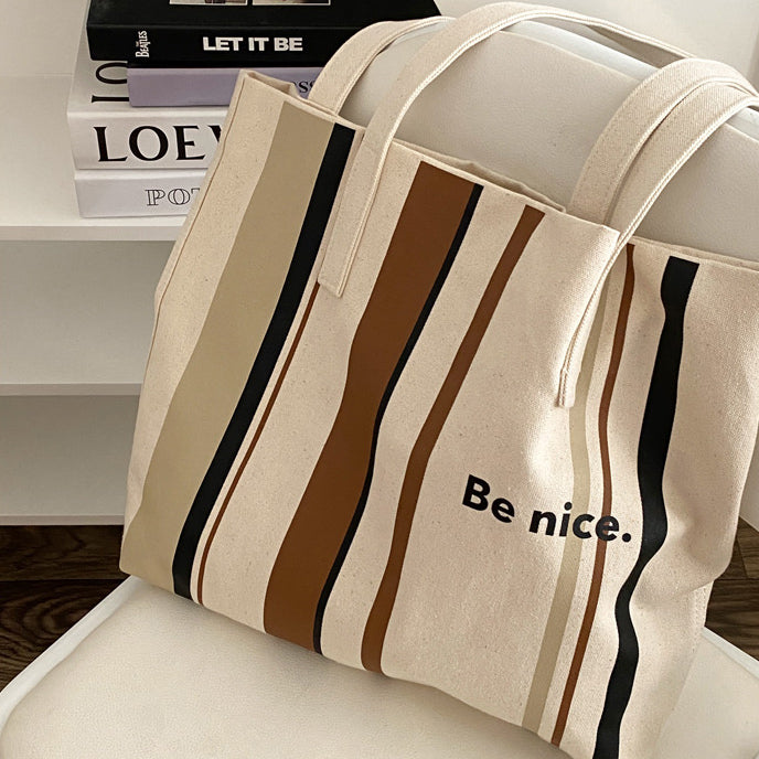 2color be nice logo tote bag