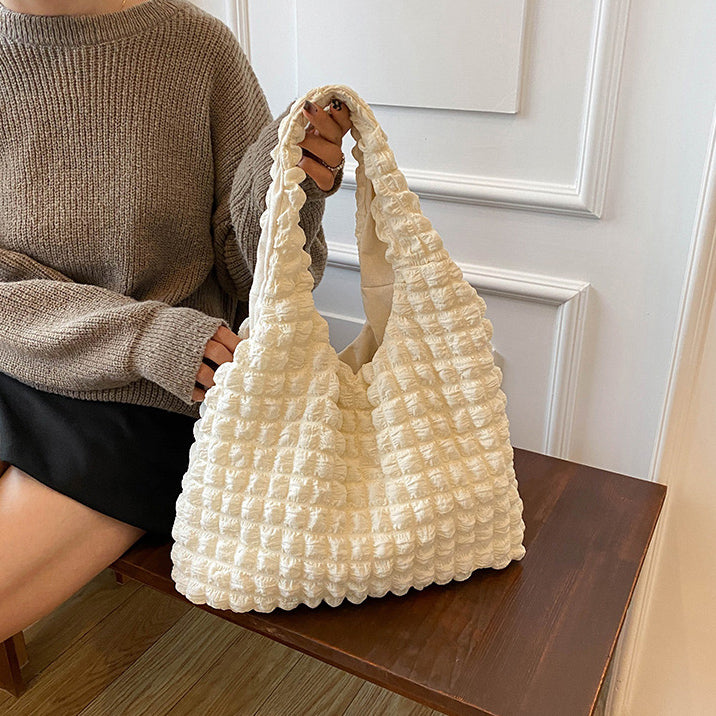 5color square puff handbag