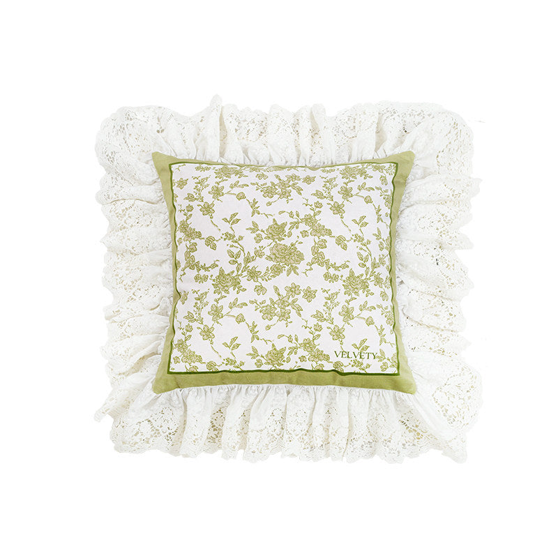 french flower velvety frill cushion