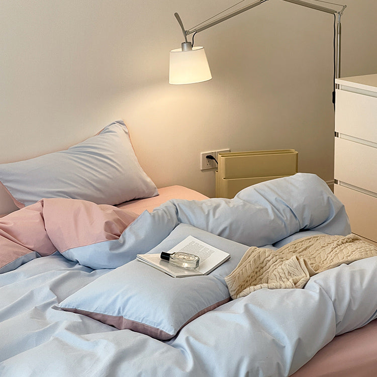 8color two tone creamy cotton bedlinen set