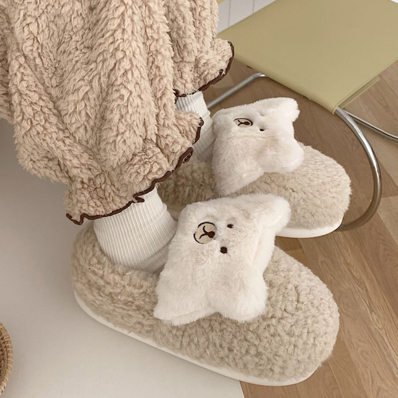 4color fur bear roomshoes