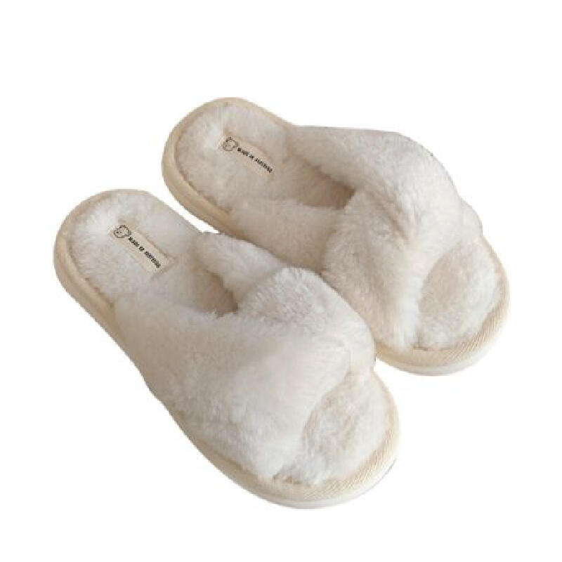 3color fluffy cross room shoes