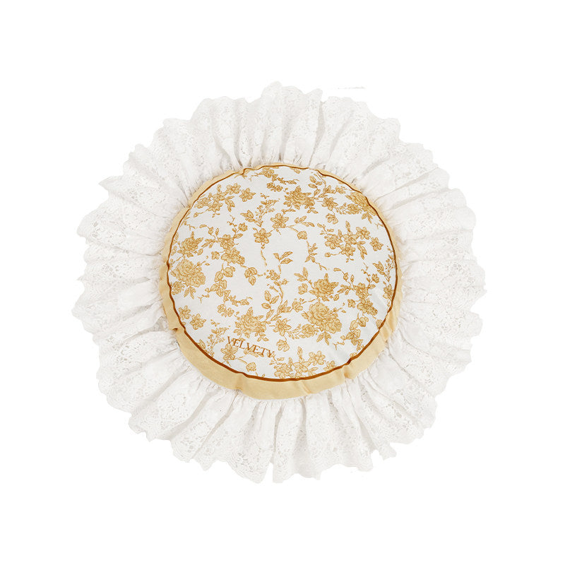 french flower velvety frill cushion