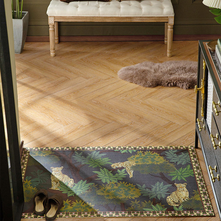 6design dark flower door mat