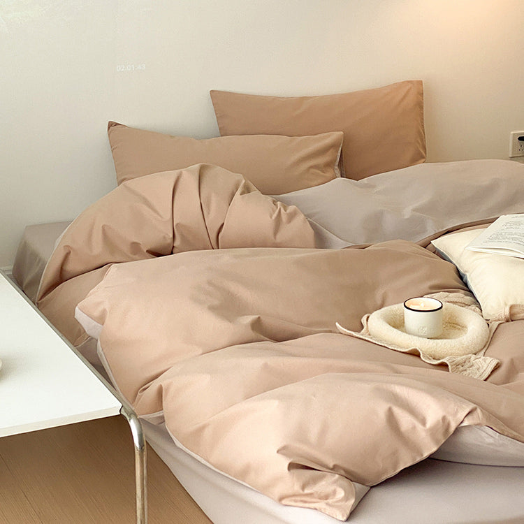 8color two tone creamy cotton bedlinen set