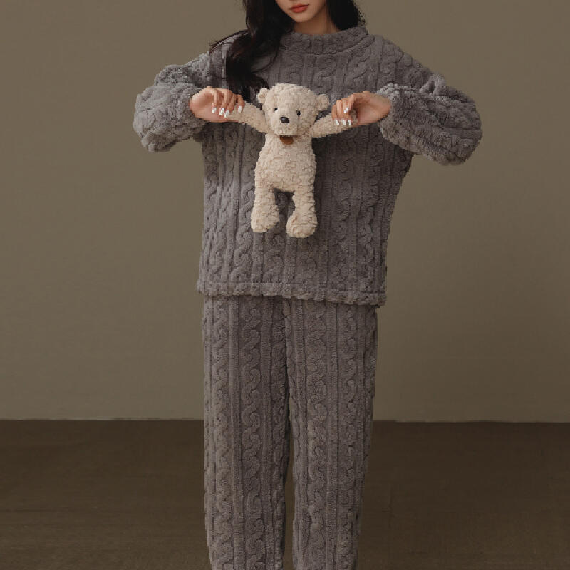 2color sweater pattern fluffy roomwear