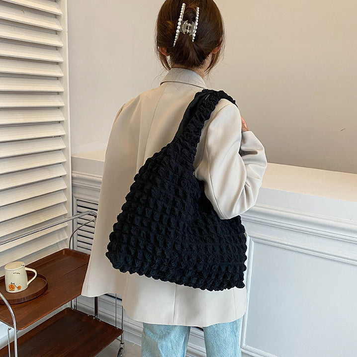 5color square puff handbag