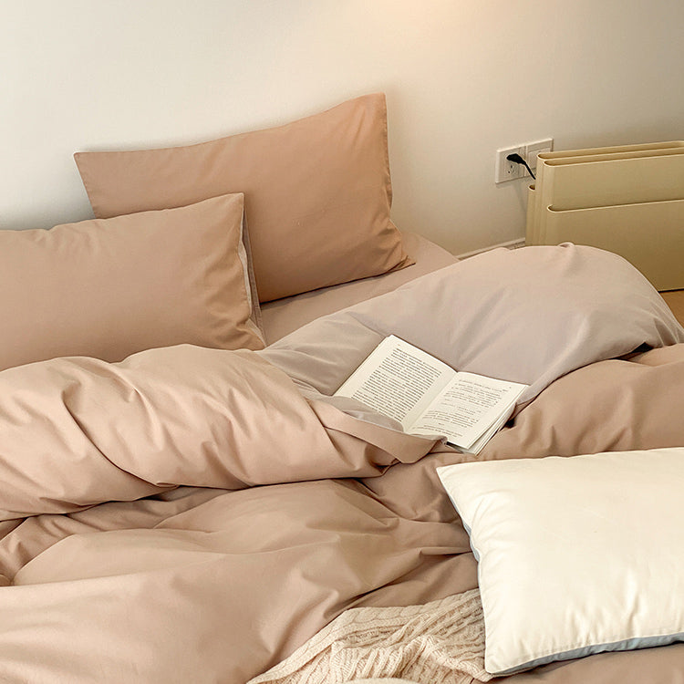 8color two tone creamy cotton bedlinen set