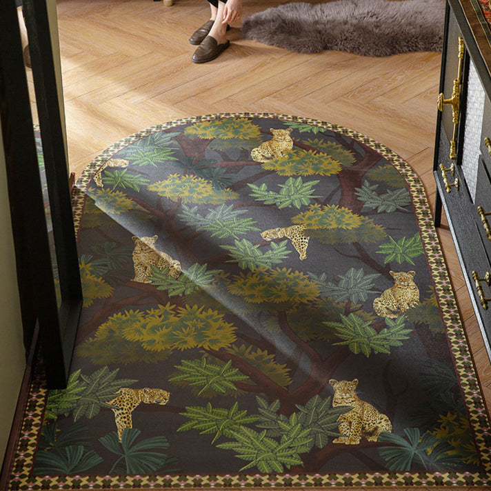 6design dark flower door mat