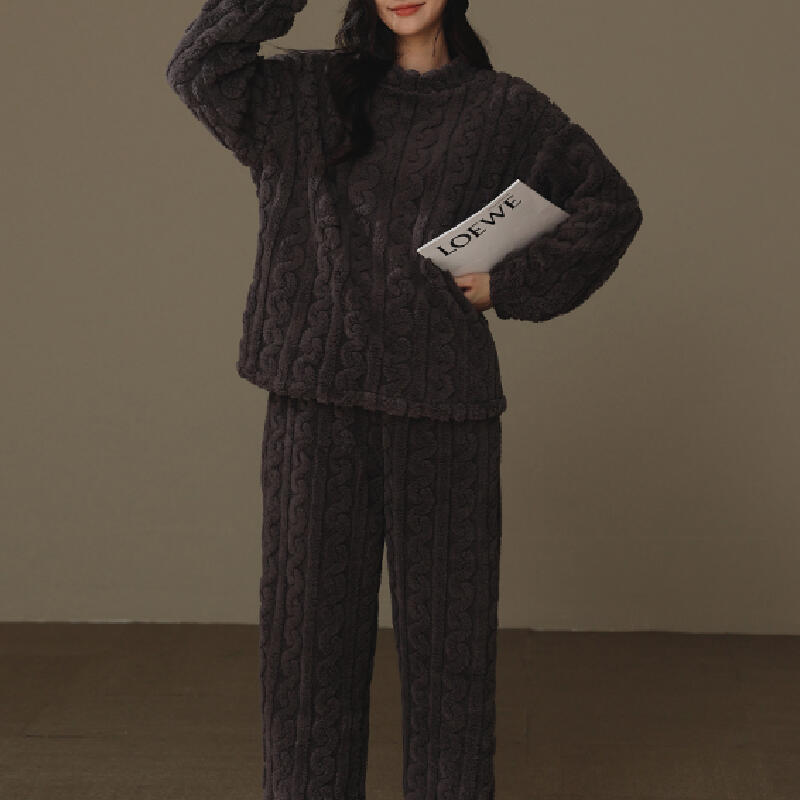2color sweater pattern fluffy roomwear