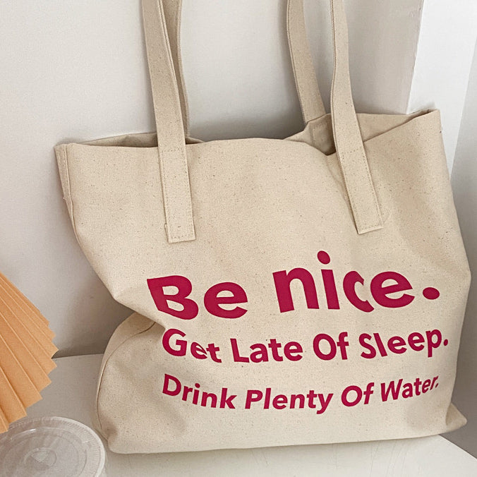 2color be nice logo tote bag
