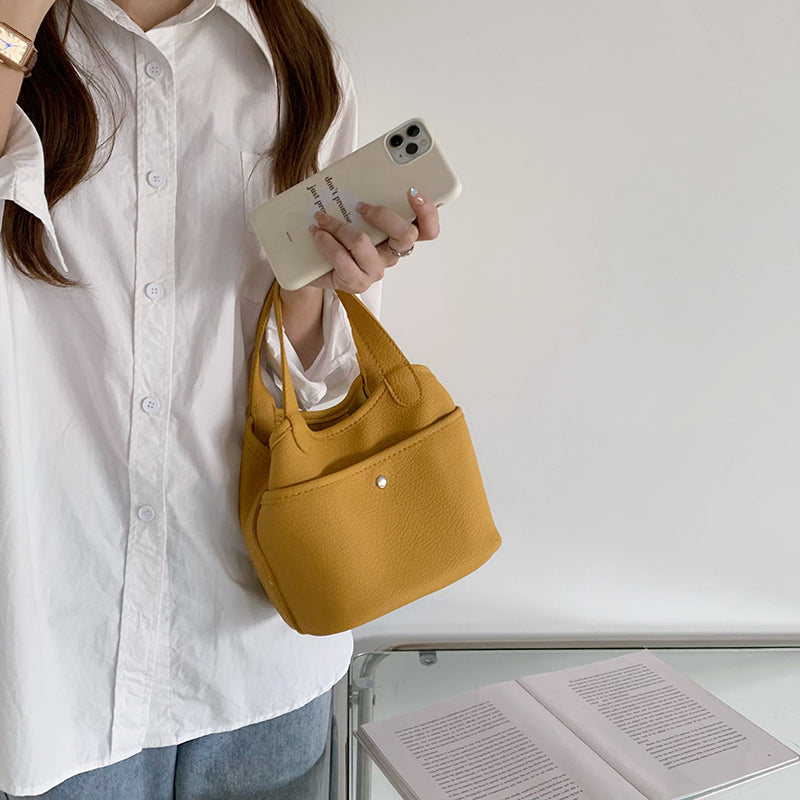 3color autumn mini leather bag