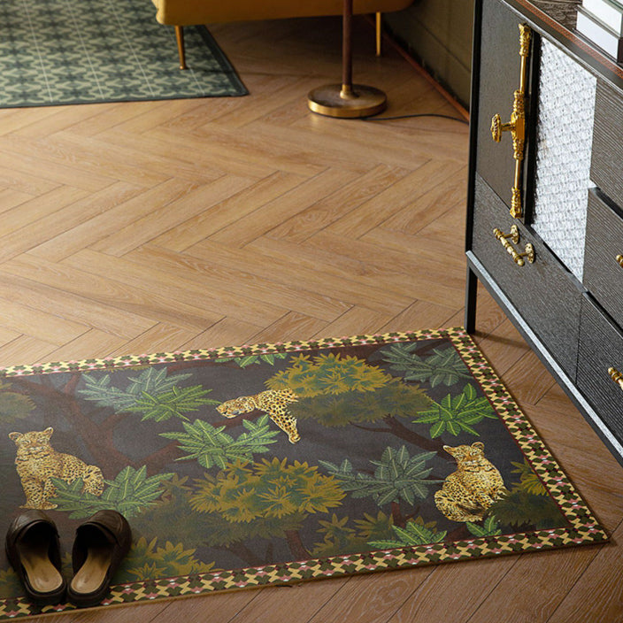 6design dark flower door mat