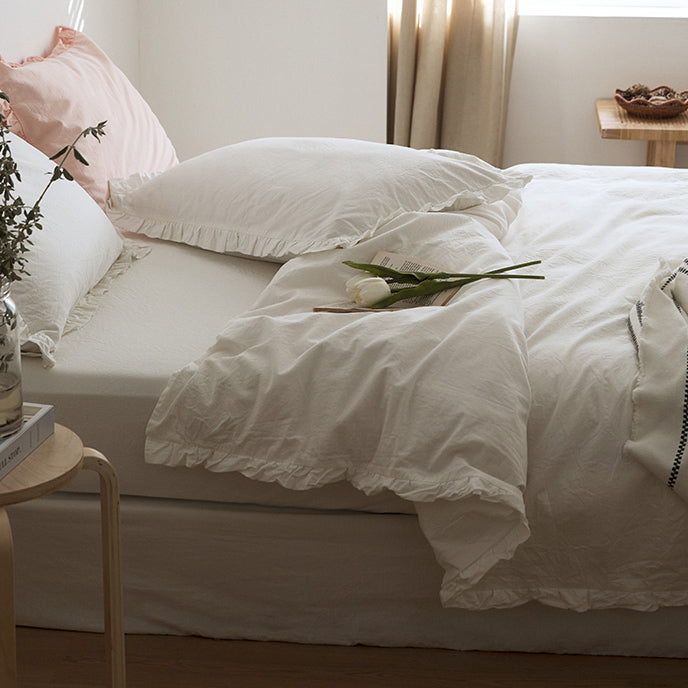 12color simple cotton frill bedlinen set