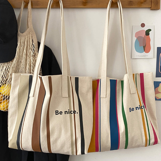 2color be nice logo tote bag