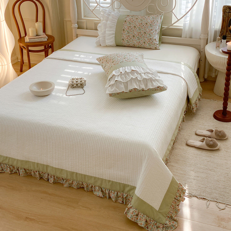 4design flower frill quilt & pillow sheets set