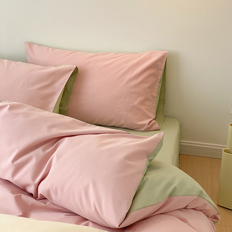 8color two tone creamy cotton bedlinen set